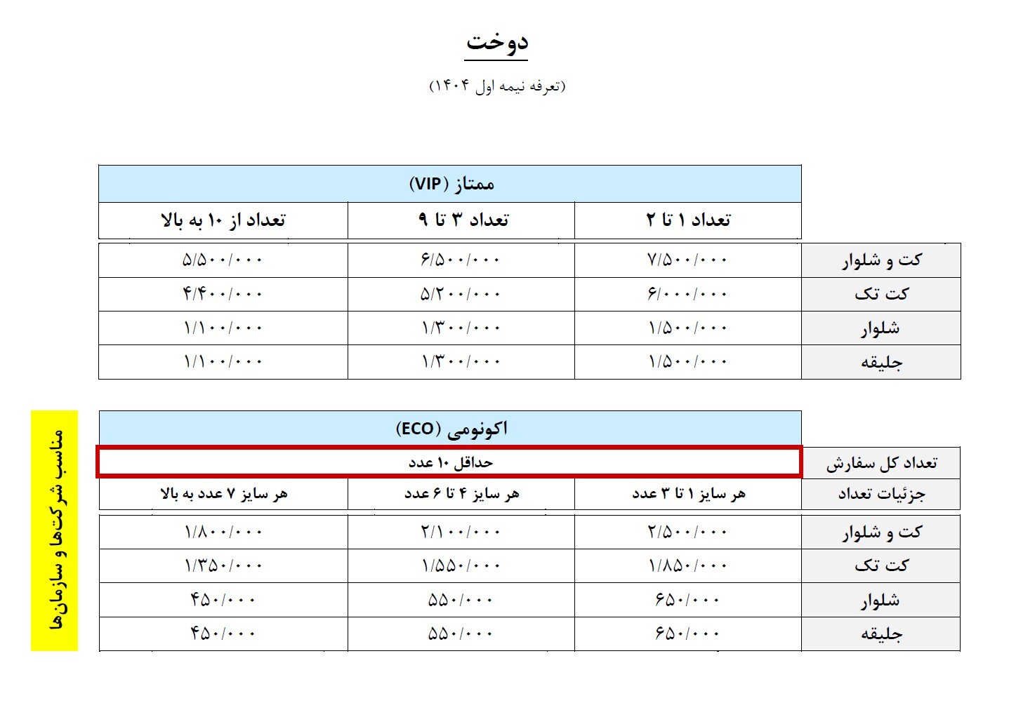 تعرفه دوخت کت و شلوار